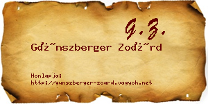Günszberger Zoárd névjegykártya